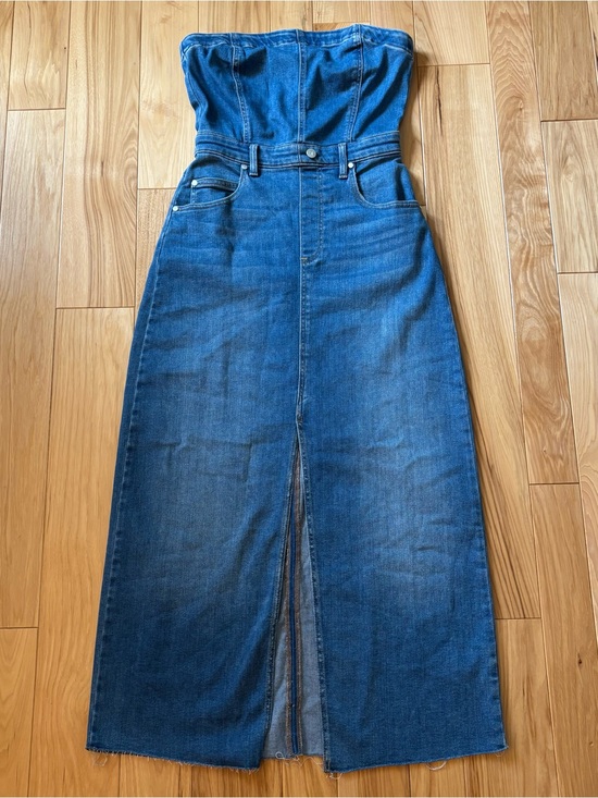 Anthropologie Dresses & Skirts - Anthropologie Pilcro The Madi Denim Strapless Front Slit Midi Dress